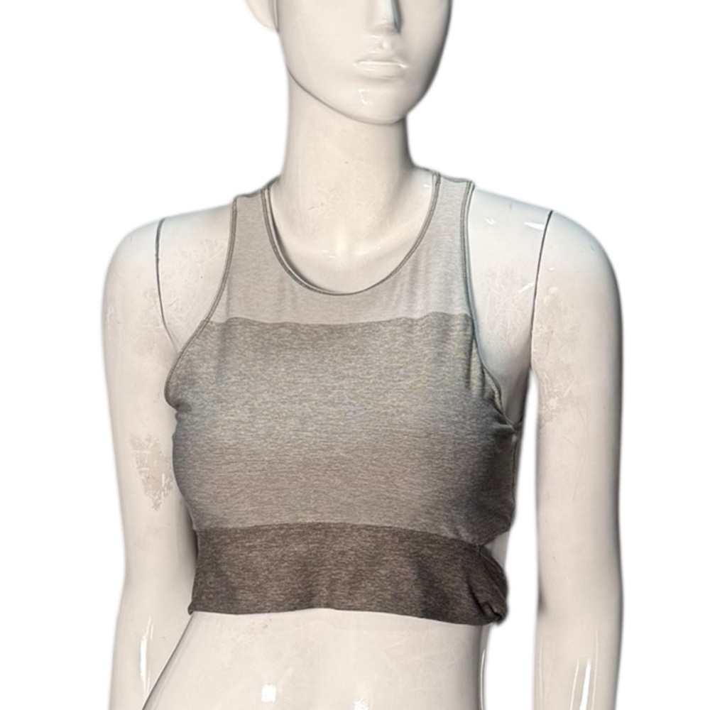Outdoor Voices‎ Tri-Tone Slashback Crop bra top tank in shades of brown M